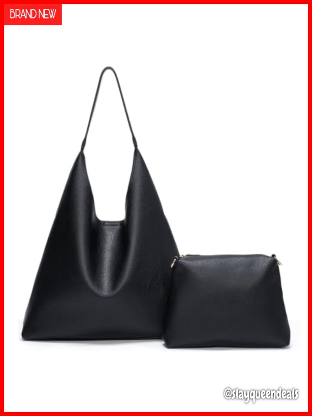 2-Piece Hobo Tote Set for Women, Soft Vegan Leather Slouchy Shoulder Bag for